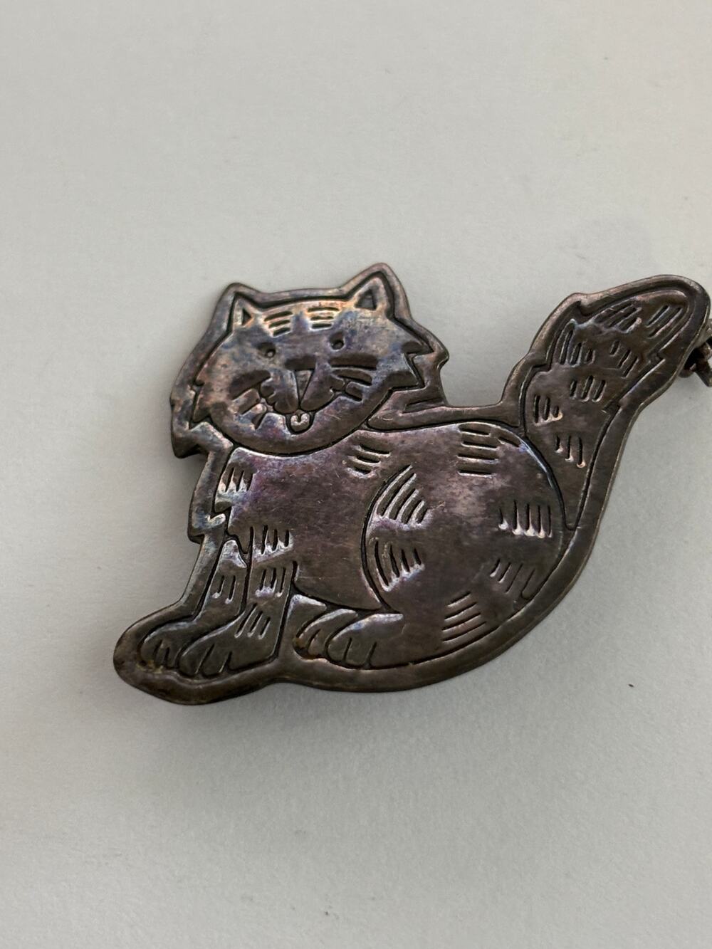 Vintage Sterling Silver 925 Cat Feline Brooch